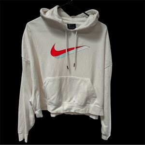 Nike White Hoodie with Red and Light Blue Swoosh